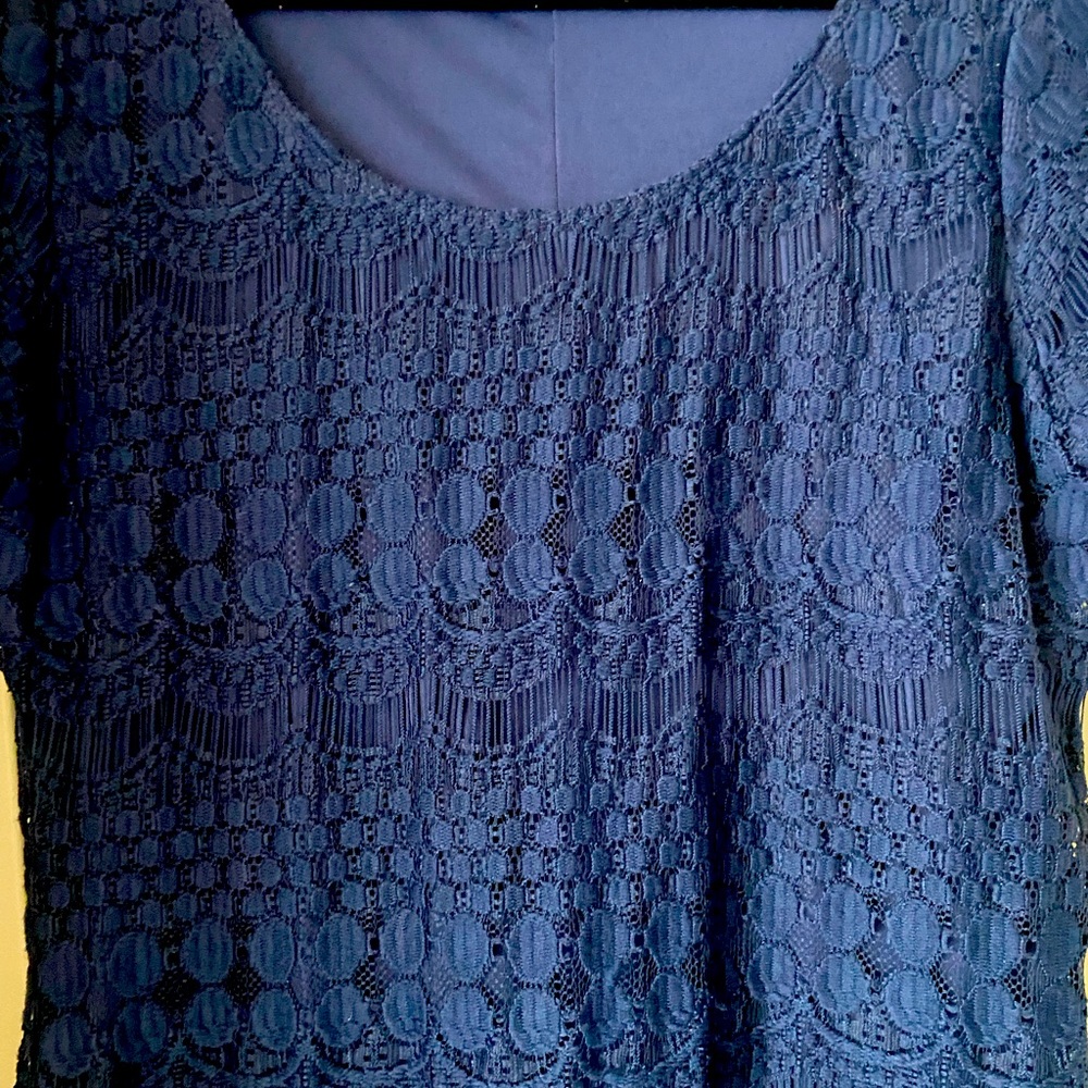 NWT Tiana B. Navy Lacey Dress Size Large